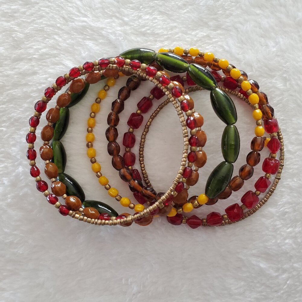 Multicolored Beaded Spiral Bracelet